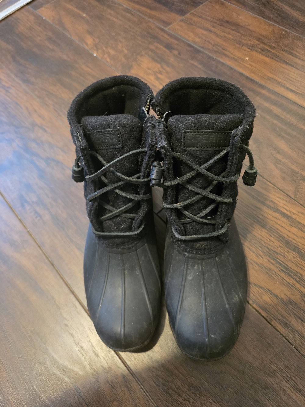 Black Sperry Saltwater Quilted Wool Rain Duck Boots